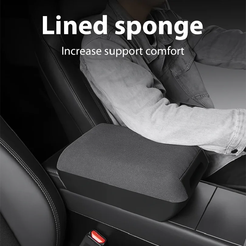 For Tesla Model Y Juniper YL Model 3 Highland Suede Armrest Box Height‑Increased Cover Hidden Storage Box Center Console Organiz