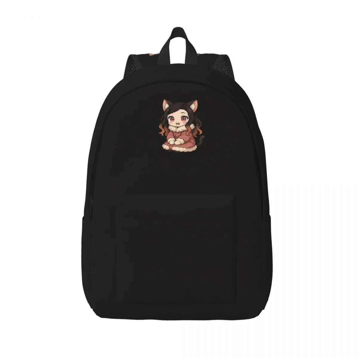 

Chibi Cat Girl In Winter Coat Kawaii Anime-Inspired Pink-Eyed Character Simple and Stylish Backpack Canvas Backpack Man backpack