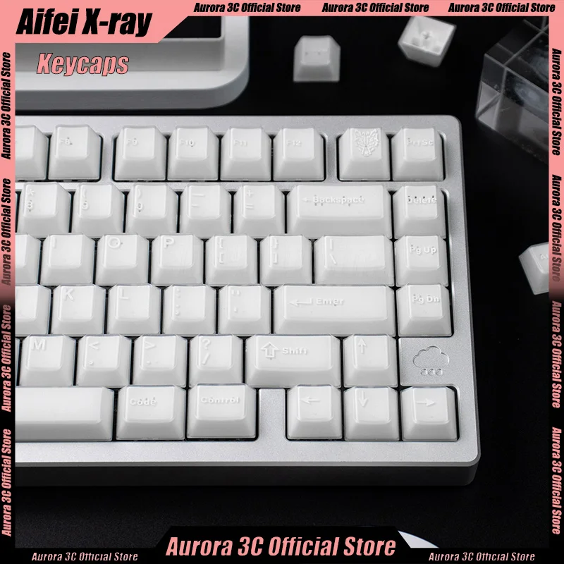

Aifei X-Ray Keycaps White Translucent 114 Keys Abs Double Shot Keycaps Cherry Keycaps Set Customization For Mechanical Keyboard