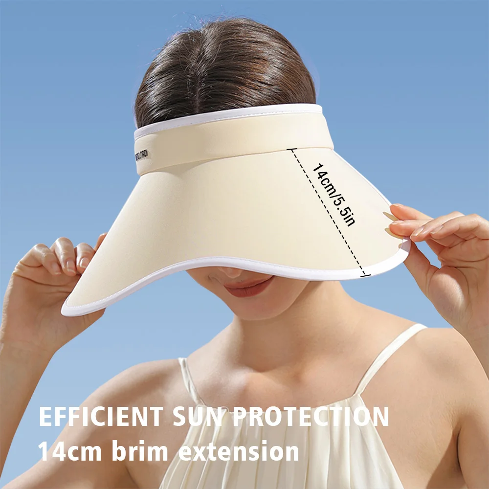 Summer Beach Caps Fashion Wide Brim Visor Empty Top Adjustable Cap Sun Protection Outdoor Hiking Sport Travel Sun Hat for Women