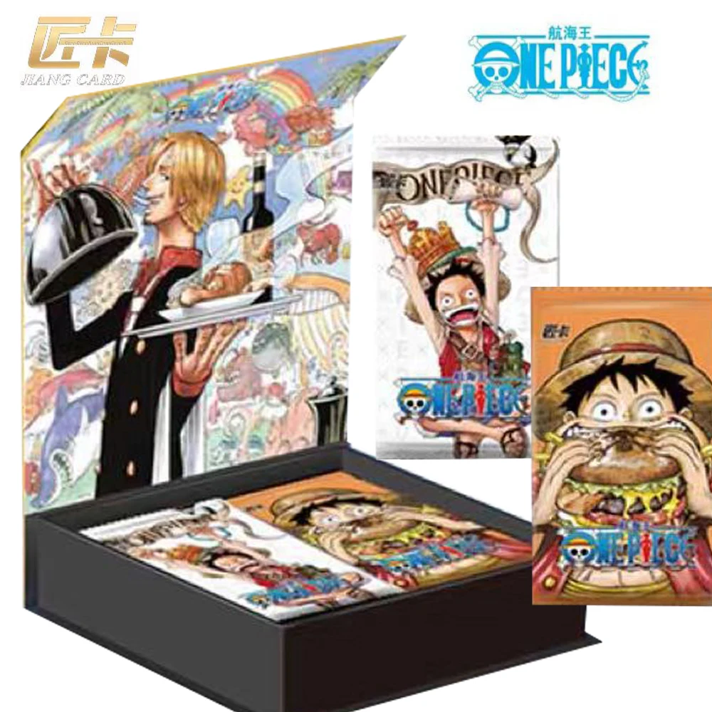 

Japanese Anime One Piece Collection Cards Sea and Sky Feast Sanji Luffy Cute Funny Food Celebration Card Children Birthday Gift