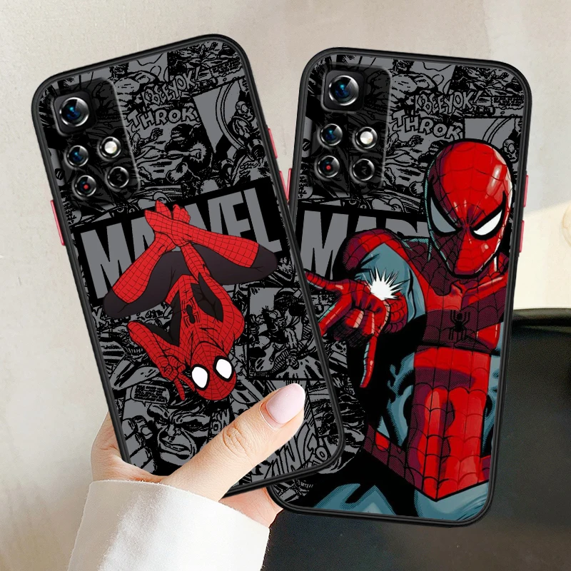 Avengers Alliance Spider Man Phone Case For Redmi Note 12 11 10 9 8 Pro Plus Pro S T 5G Matte Frosted Translucent Cover