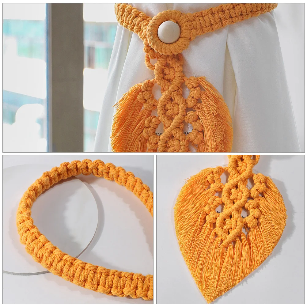 

2 PCS Tassel Leaf Decoration Tie Party Shaped Curtain Tiebacks for Rope Modern Simple Ropes Autumn