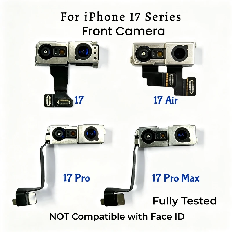 100% Tested Front Camera Module with Flex Cable For iPhone 17 Pro Max 17 Air Facing Camera Replacement Repair Part, No Face ID