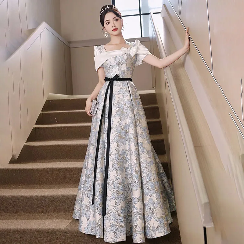 Chic Evening Dresses Women's New Birthday Party Banquet Dresses Elegant Slim Host Long Art Test High-End Light Luxury Dress