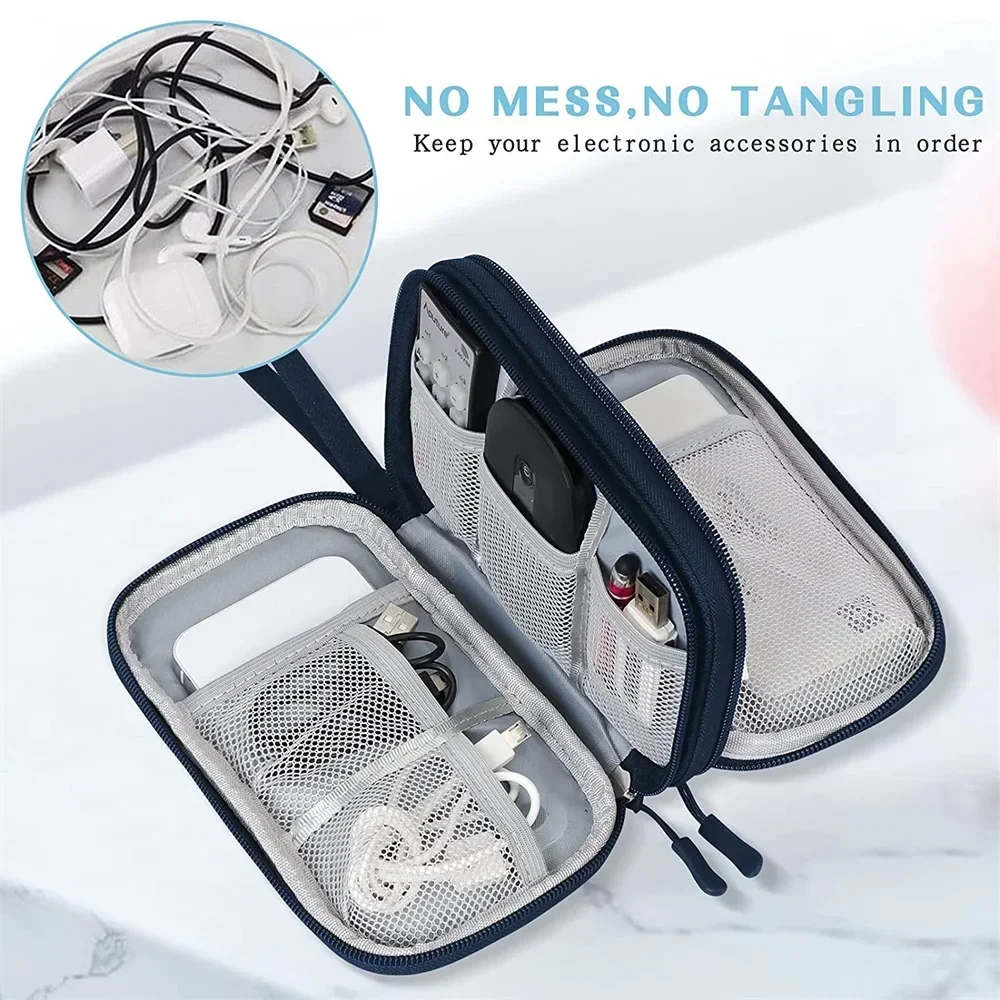 1Pc NEW Travel Organizer Bag Cable Storage Organizers Pouch Carry Case Portable Waterproof Double Layers Storage Bags Cable Cord