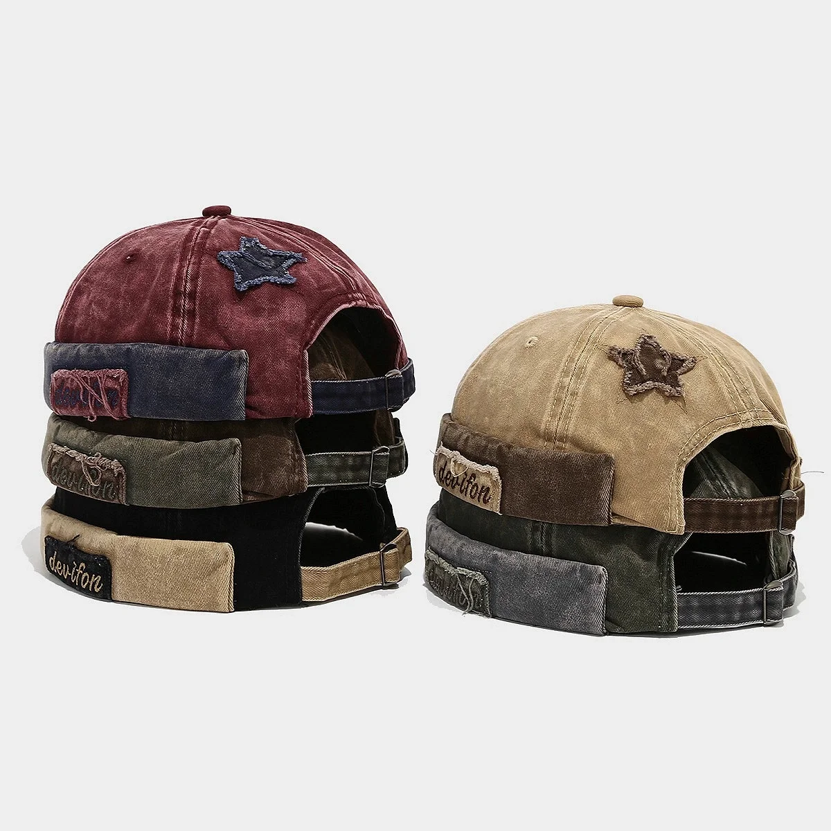 Men's and Women's Fashion Street Hip-hop Hip-hop Hip-hop Hat Retro Five-pointed Star Melon Skin Hat Beanie Cap Sunscreen Sun Cap