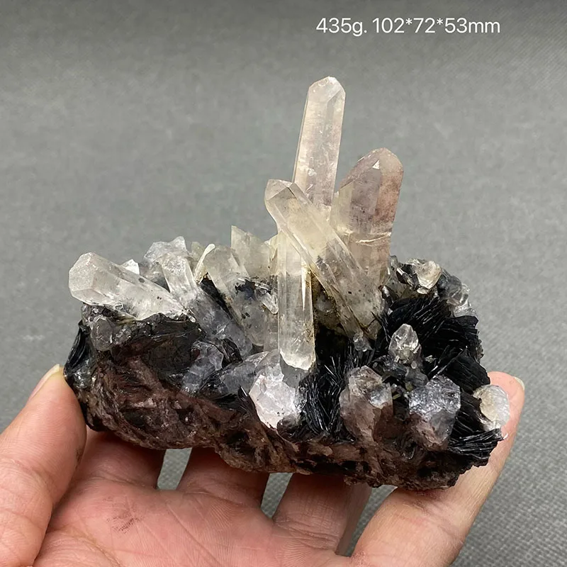 

100% Natural Specular hematite and crystal symbiosis mineral specimen crystal stones and crystals quartz healing crystal