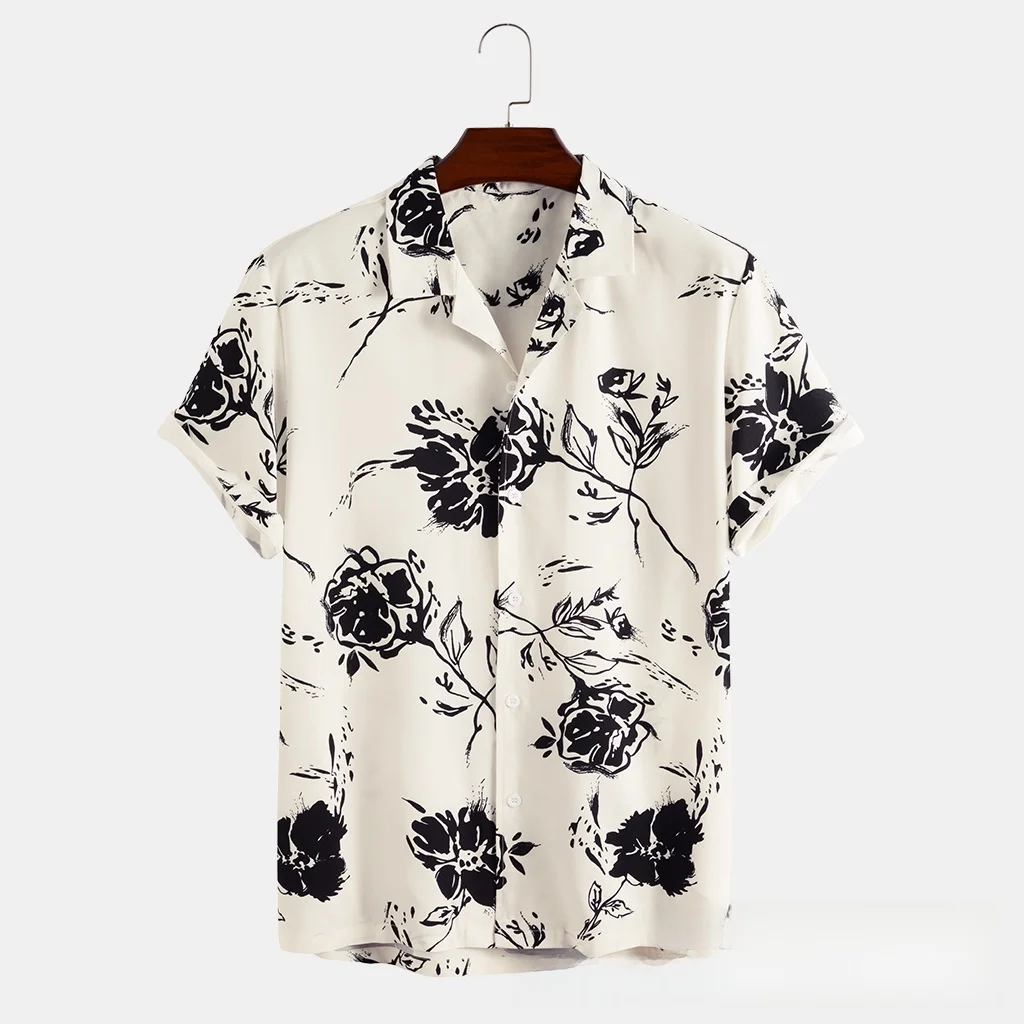 

Китайский Sle Мужской ort Sve irt Water-Mark Plum Blossom Print Summer Faion Повседневная подставка Подходит для молодежи 39 irt