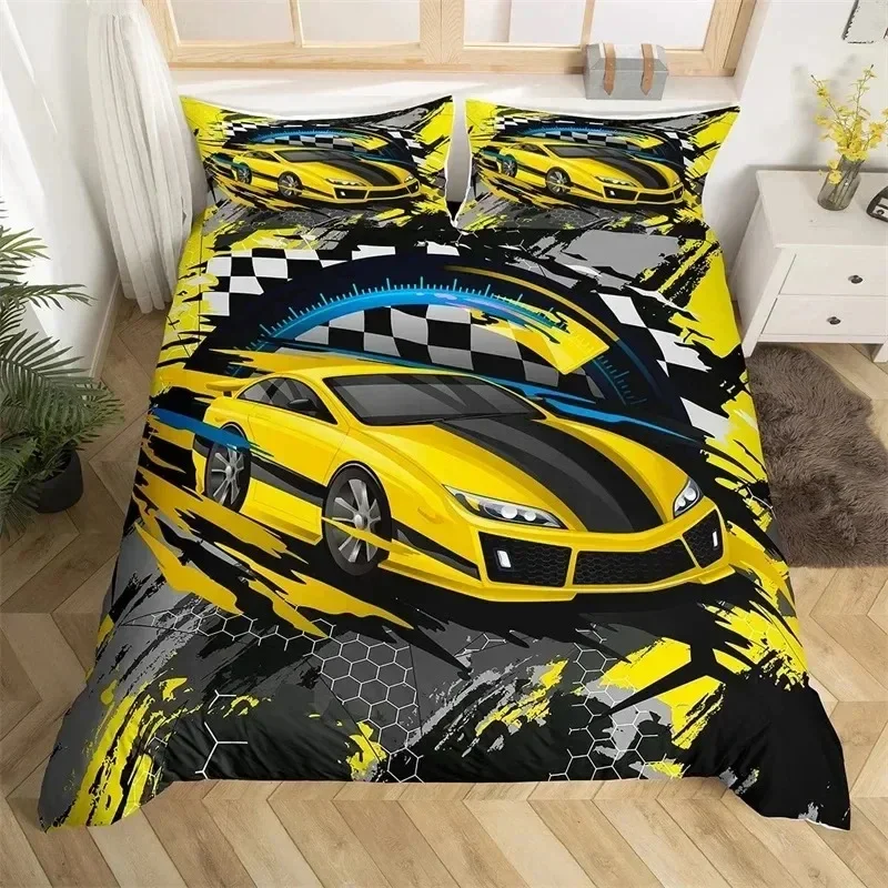 

Racing Car Extreme Sports Game Comfortable Duvet Quilt Cover Pillowcase Bedding Set Children Bedroom Decoration Home Textile