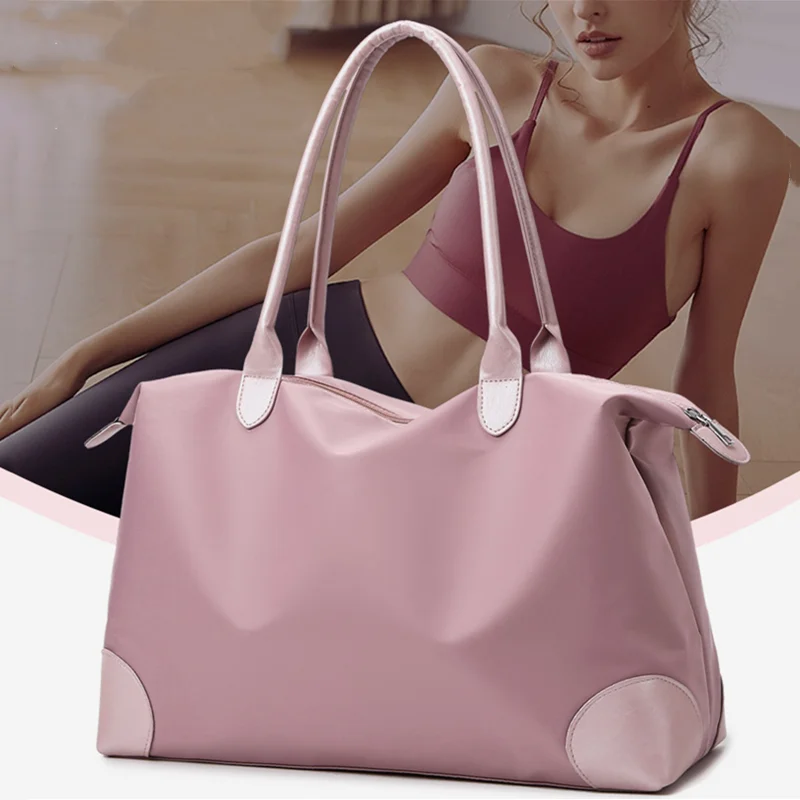Bolsa de ginástica para mulheres, bolsa de mão para fim de semana, bolsa de viagem com manga de carrinho, item pessoal, sacola de treino e dança