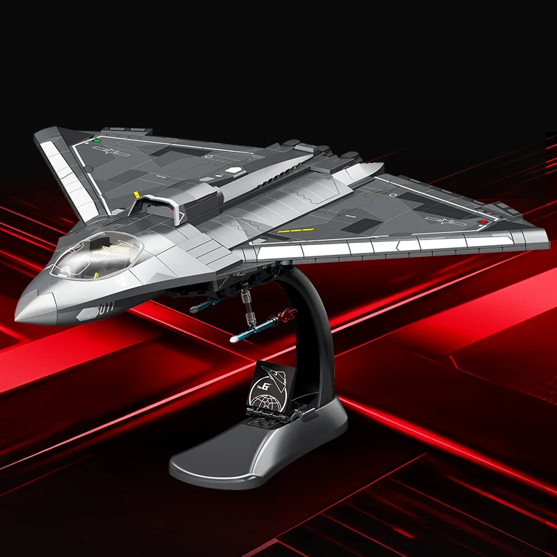 Unchste Generation Fighter Jet J-36 Baustein Militärmodellflugzeug Lernpuzzle-Montagevornamente