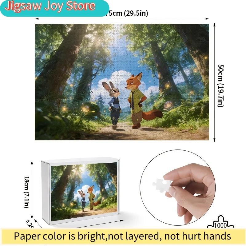 Puzzle de 1000 pièces Disney Zootopia Judy & Nick Wilde - Jeu de réflexion pour adultes, puzzles stimulants adaptés à la famille
