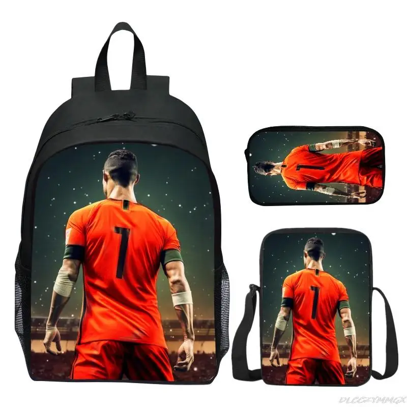 CR7 Cristiano Ronaldo Backpacks Boys Girls Bookbag Students School Bags Cartoon Kids Rucksack Lunch Bag Pen Bag Three-Piece Set