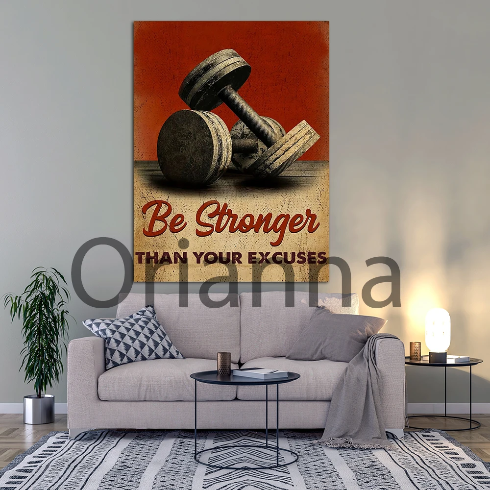 Home Decor Canvas Painting Be Stronger Than Your Excuses Dumbbells Pictures Wall Art Hd Prints Vintage Modular Poster For Gym