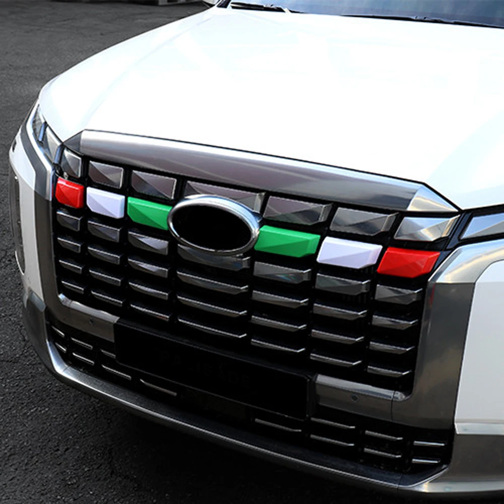 Car Middle Mesh Decorative Strip Three Color Style Front Grille Cover Trim Exterior Accessories For Hyundai Palisade 6PCS