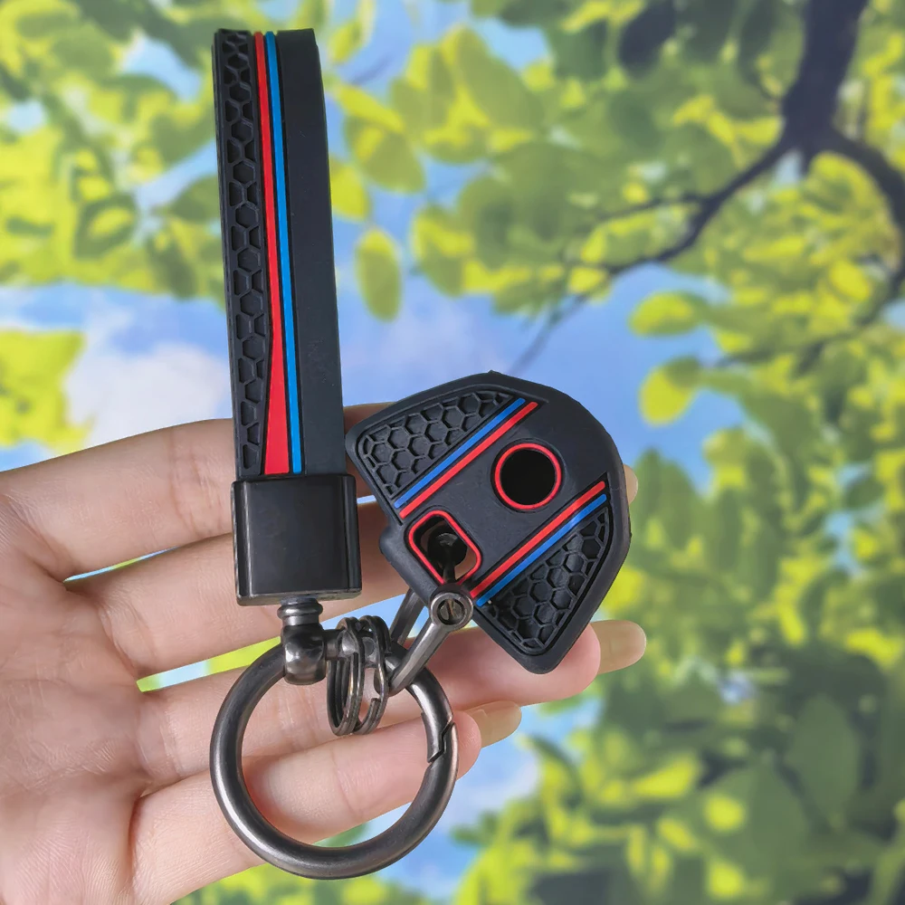 Flexible Sport Honeycomb Stripe Silicone Key Protector with Keychain for BMW S1000r S1000rr S1000xr S 1000 R RR XR Motorbike