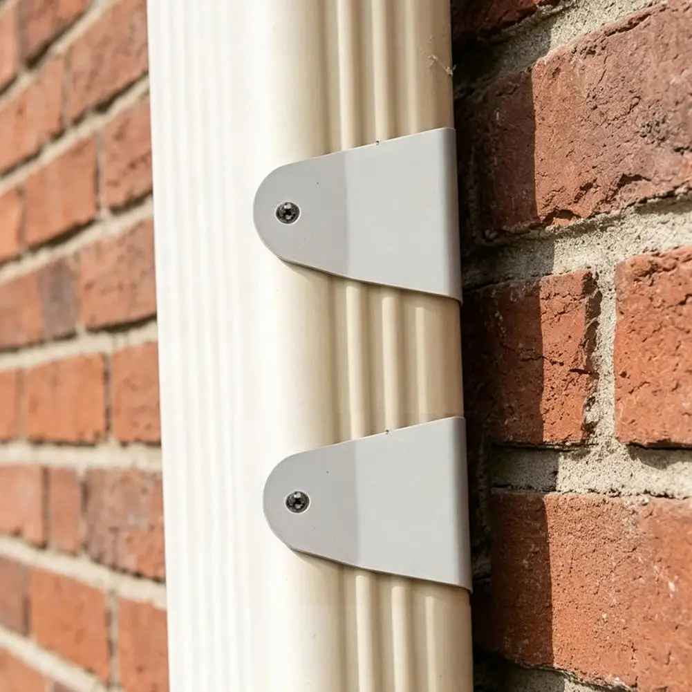 4/8Pcs Aluminum Alloy Downspout Bracket Powder Coated Wall Mount Rain Gutter Straps 2 x 3 Inch Downspout Pipe Clip Hidden Bracke