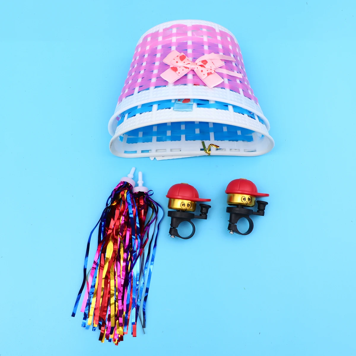 

2pcs 1 Set Car Bell Bike Basket Ribbons Scooter Accessories Small Windmill Mixed Color Band Bicycle Light Compatible