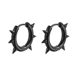 Punk Rock Goth Earrings For Men Women Titanium Steel Ear Buckle Round Shaped Temperament Earrings Piercing Fashion Jewelry Gift