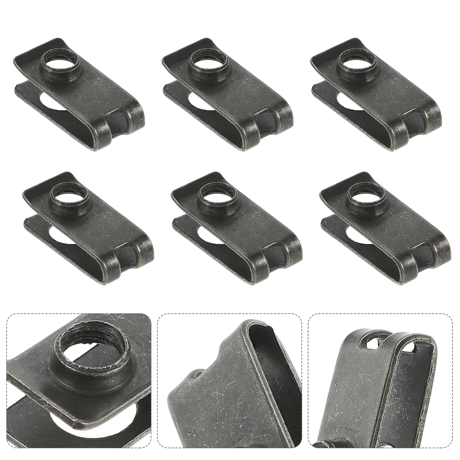 

50pcs License Plate Fixed Clip U Type Metal Nut Mounting Base For Car Security Fasteners Self Tapping Screws