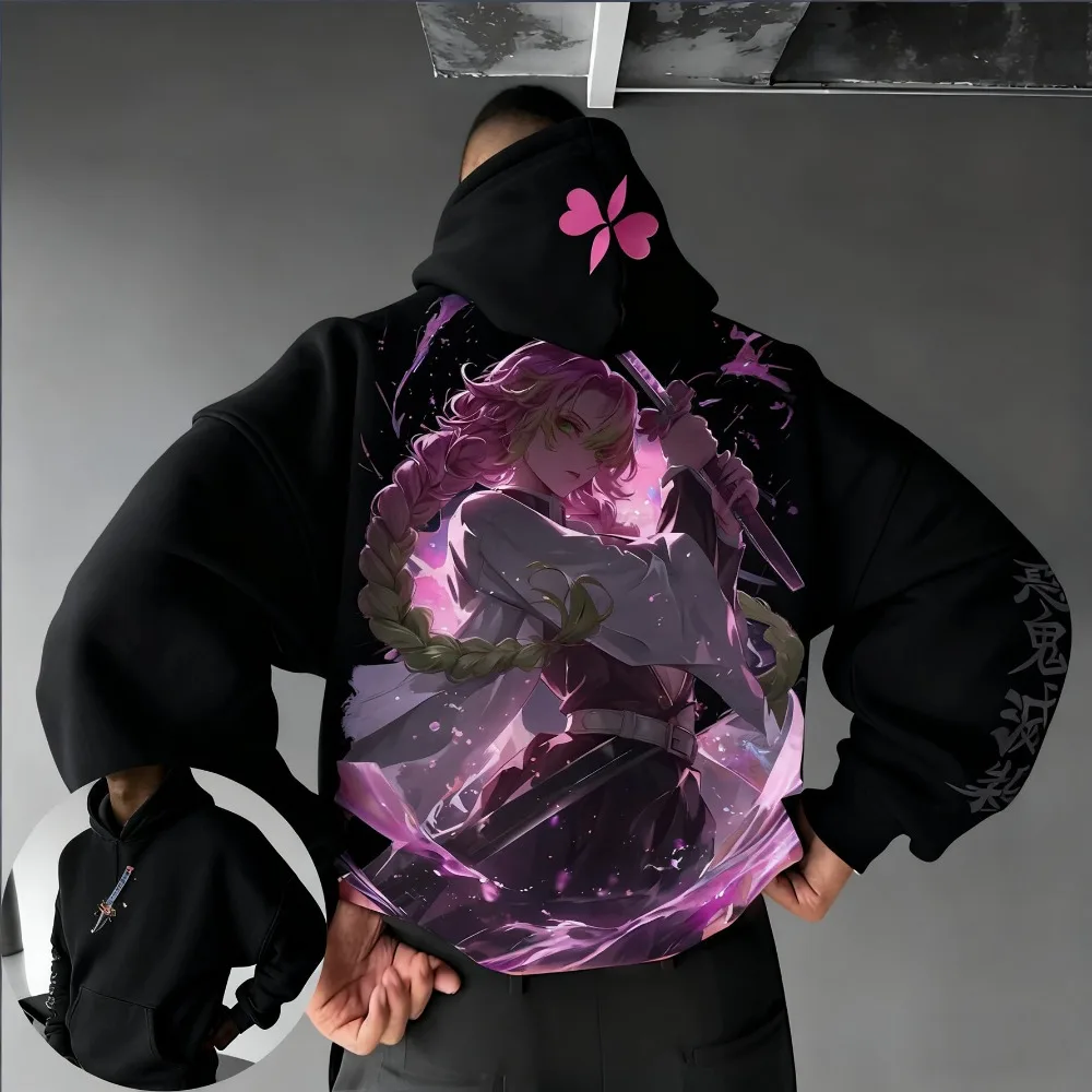 New Demon Slayer Series Oversized Fleece Hoodie Loose New Autumn and Winter Men's and Women's Parent-child Versatile Trendy Coat