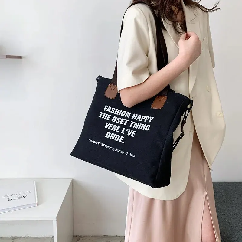 New Multifunctional Chest Bag Fashion Trend Large Capacity Canvas Shopping Tote Bag Single Shoulder Bag Class Artistic Handbag