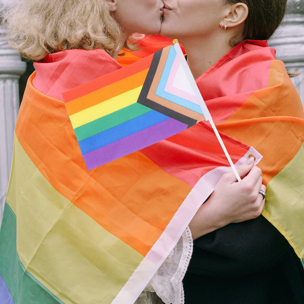 

100Pcs Rainbow Handheld Flags Durable Small Progress Pride Banner Party Decoration Bright Color Pride Accessories