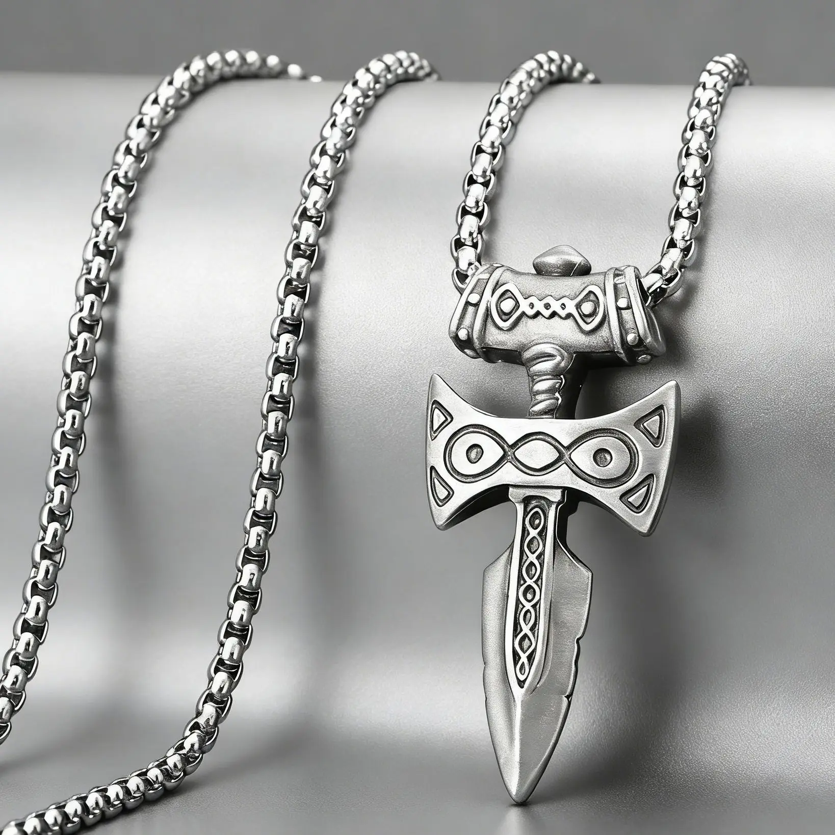 Vintage Skyrim of Talos Viking Sword Stainless Steel Necklace Greek Norse Mythology Pendants Mens Necklaces Jewelery Accessories