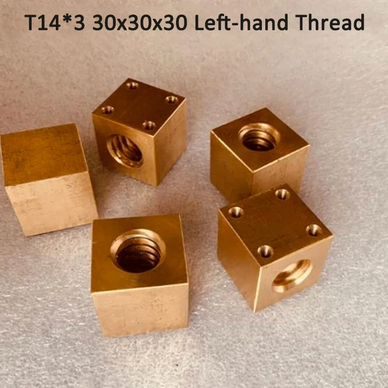 T14 Left Hand Thread Lead Screw Trapezoidal Rod Pitch 3mm Length 500mm with Brass Square Nut