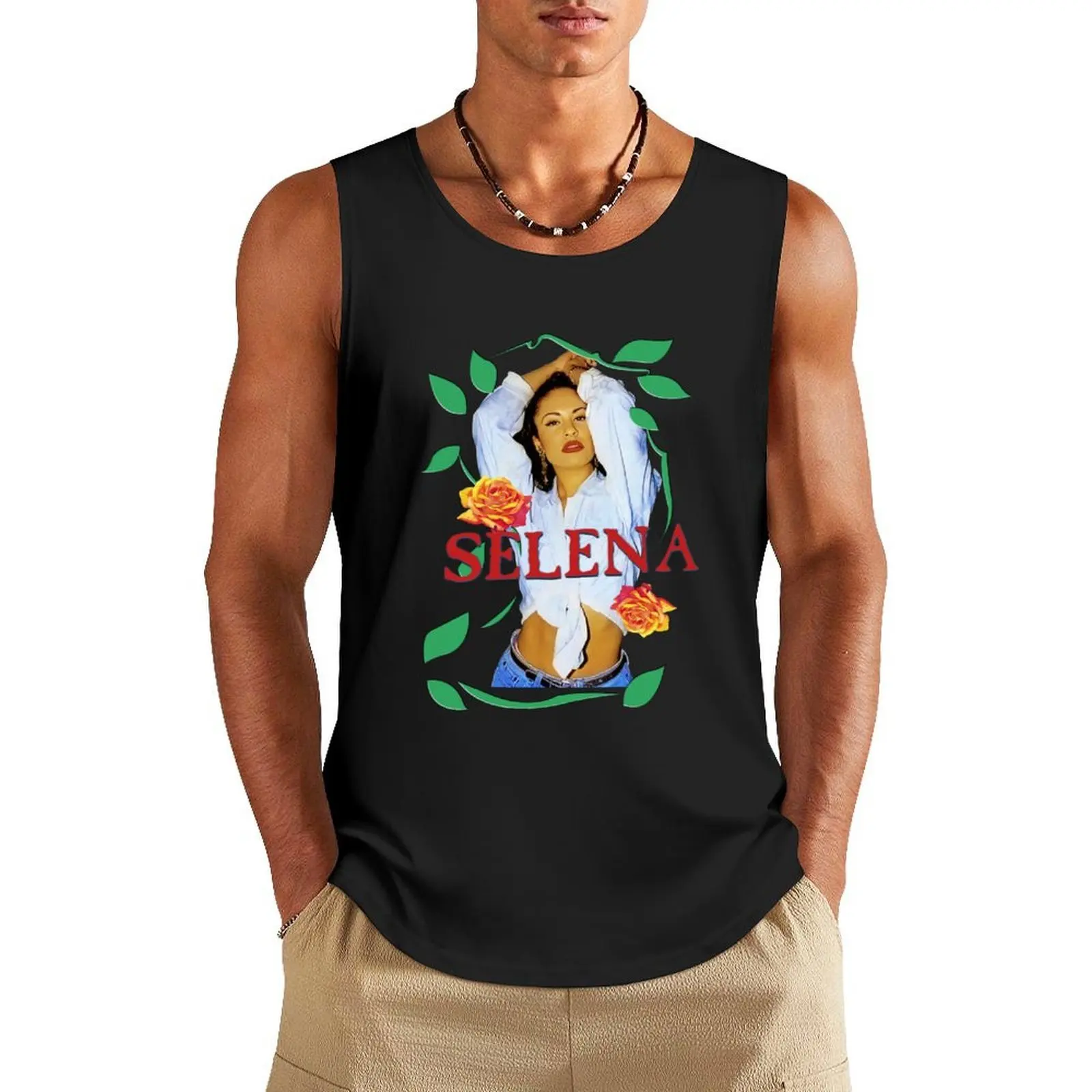 

Sexy Girl And Flower Tank Top Sleeveless top Men's gym t-shirts t-shirt for men Gym clothes