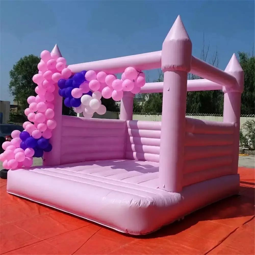 สีชมพูร้อนพองปราสาท Bouncy Circus ธีมสีขาวกระโดด Bounce House Bouncer เด็ก Disco Club สําหรับงานแต่งงานวันเกิด Party