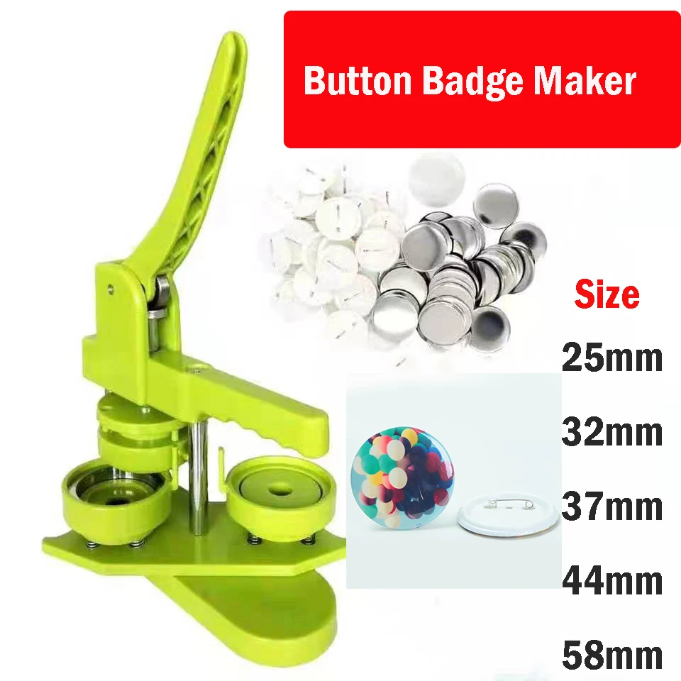 

25mm/1inch pin button badge maker machine with 100pcs button badge components and manual round button badge cutter