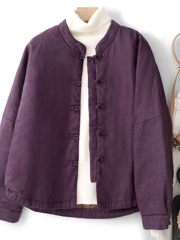 

Новая китайская хлопковая куртка в стиле ретро, улучшенная хлопковая одежда синего цвета, хлопковое пальто Zen Sle, круглое Ne Long Sve