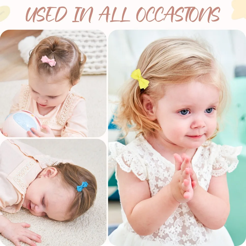 리본 미니 리본 헤어핀 여자아이 앞머리 헤어그립 안전 리본 헤드웨어 아동 헤어 클로 액세서... - 1