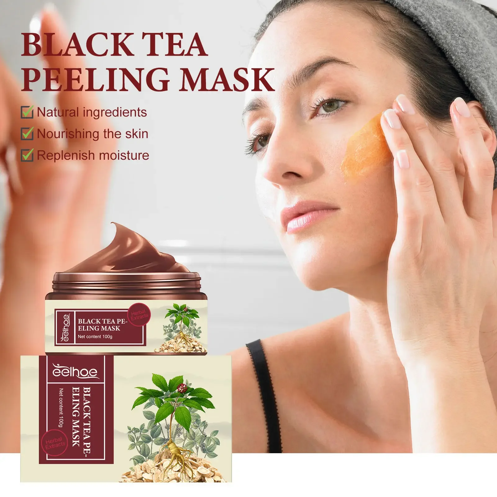 Mascarilla Herbal para eliminar espinillas, 100G, eelazada, Ginseng, reparación de cutina, manchas opacas, mascarilla de melanina, blanqueamiento, rejuvenecimiento de la piel