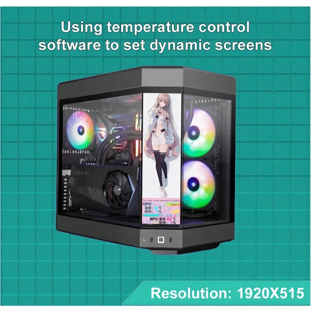 Y60 DIY LCD Data Monitoring 12.6 Inch Display Screen 1920x515 Resolution Dynamic Auxiliary Screen MOD Without PC Box