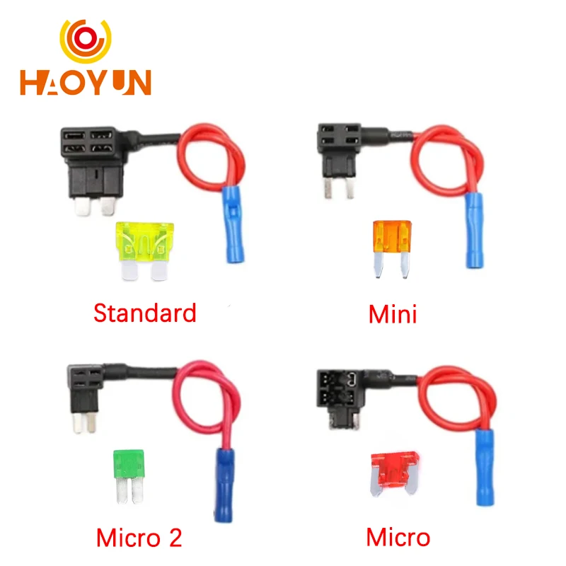 【1 SZTUK】 12V MINI MAŁY Średni rozmiar Uchwyt bezpiecznika samochodowego Dodatkowa obwód Adapter TAP z 10A Micro Mini Standard ATM Bezpiecznik płaski