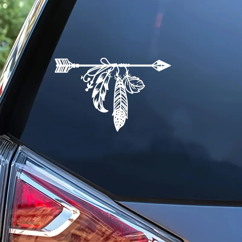 1Pc 2D Flat Boho Feather Arrow Vinyl Sticker Waterproof Durable Decal for Car Window Laptop Wall Motorcycle Helmet
