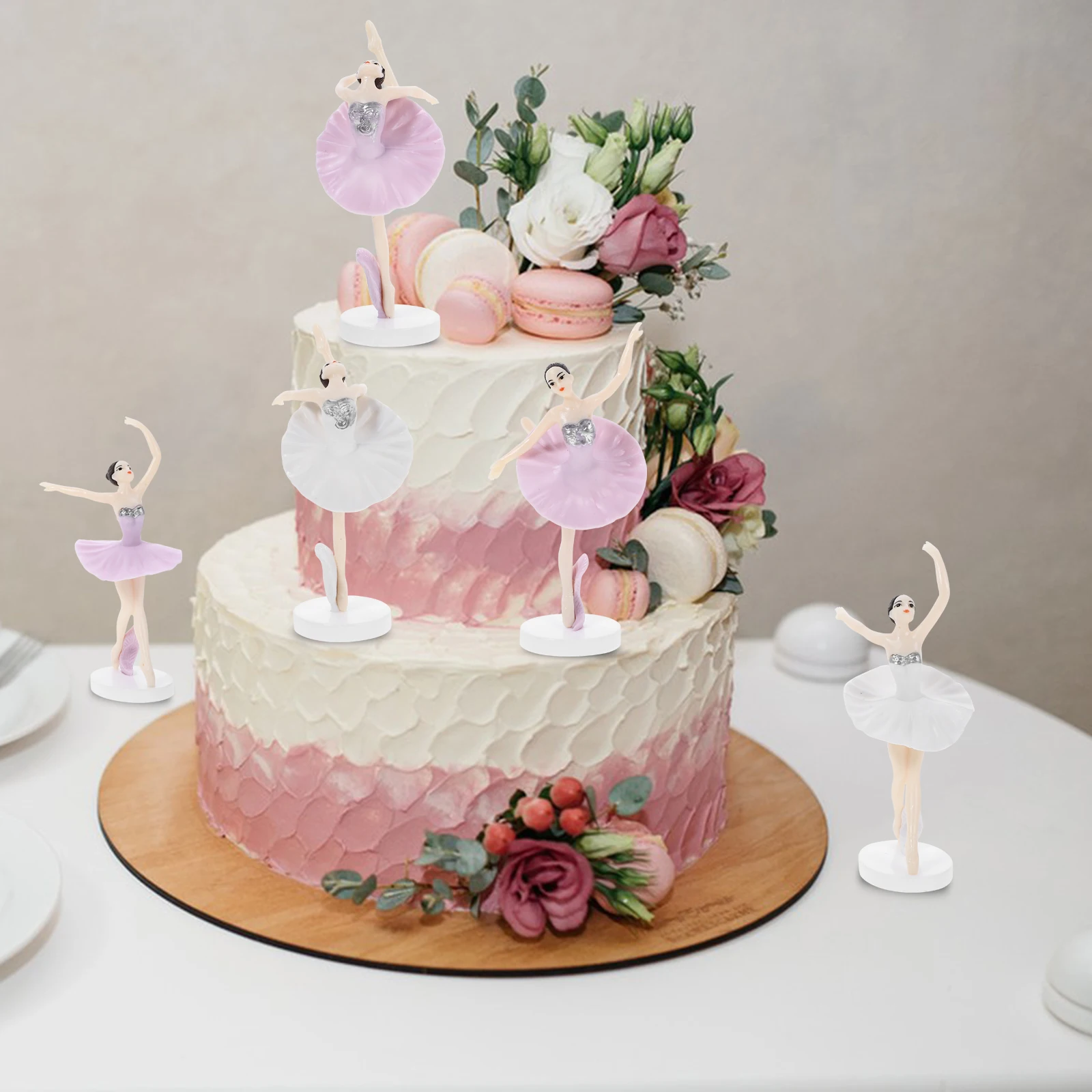 

6Pcs Ballet Girl Cake Decoration Plastic Ornaments Assorted Color Birthday Cake Baking Decor Adorable Ballerina Accessory