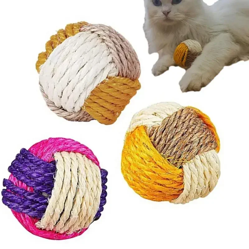 Cat Sisal Ball Colorful Cat Ball Toy Cat Rolling Sisal Ball Toy 1pc Novelty Gift for Pets Random Color Cat Toys Pet Toy Supplies