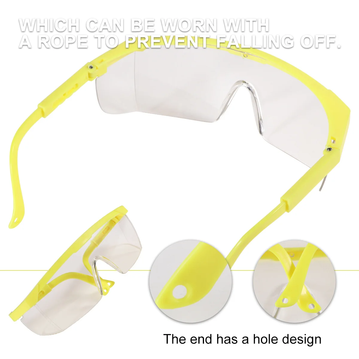 

Pc Safety Glasses Yellow Frame White Lens Protective Eyewear Splash Proof Impact Resistant for Riding Cycling Surfing Hiking