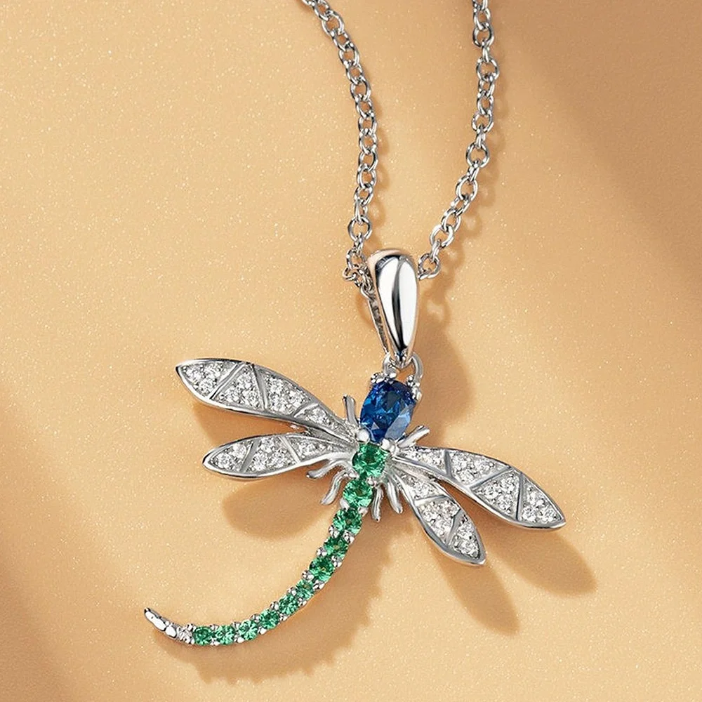 Women's Silver Dragonfly Pendant Choker Necklace