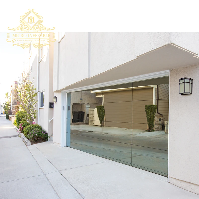 Modern Design Glass Aluminum Sectional Frameless Mirror Glass Garage Door With WIFI Remote Control