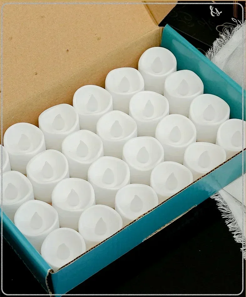 1-24Pcs Mini Flameless LED Tealight Candles 2Styles Simulated Flickering Electric Candle Wedding Christmas Halloween Party Decor