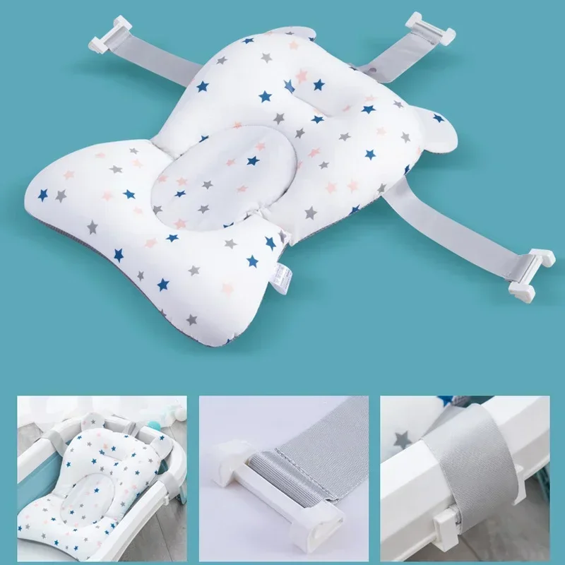 Almofada portátil para banheira de bebê, ajustável, banheira, chuveiro, suporte para recém-nascidos, assento dobrável, assento de banho de bebê, almofada de água flutuante