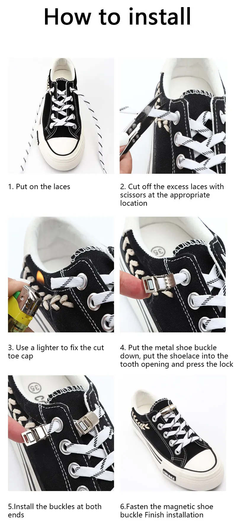 Elastische Schnürsenkel für Turnschuhe, magnetische Schnürsenkel ohne Bänder, 8 mm, verbreitert, flach, sicher, schnell, faule Schuhe, Spitze, Unisex, 1 Paar – Detail 7