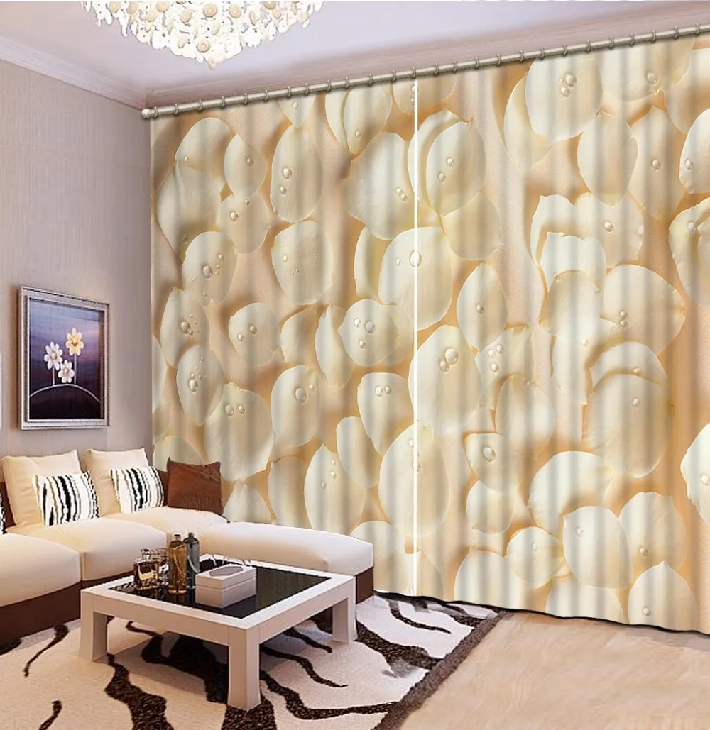 rose curtains White Flower Petals Curtains For Bedroom Blackout curtain Blackout curtain