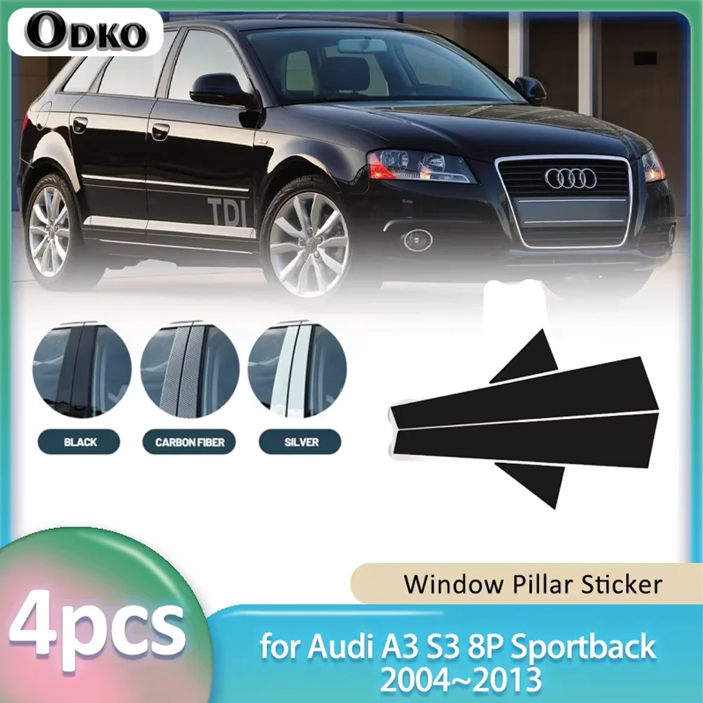 Window Trim Sticker for Audi A3 S3 8P Sportback 2004~2013 2005 Car PC Material B C Pillar Post Cover Door Decal Part Accessories