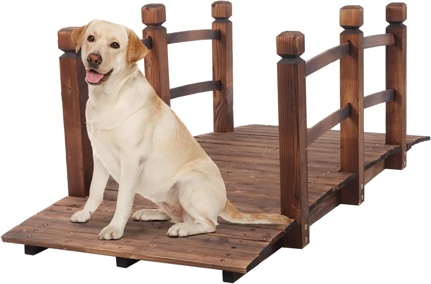 

5-футовый садовый мост, классическая деревянная арка с предохранительными рельсами, витражный готовый мост, декоративный озеленение пруда, заднего двора